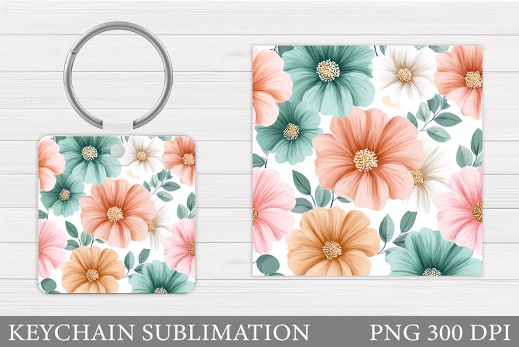 Flowers Keychain Design. Floral Keychain Sublimation