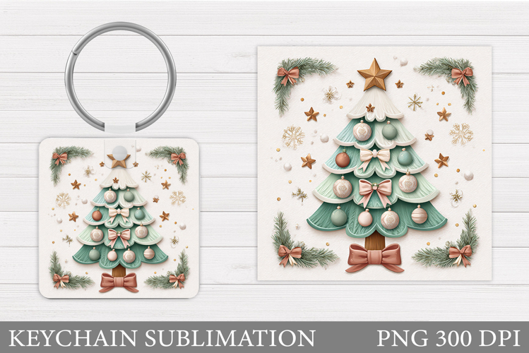 Christmas Tree Keychain. Christmas Keychain Sublimation