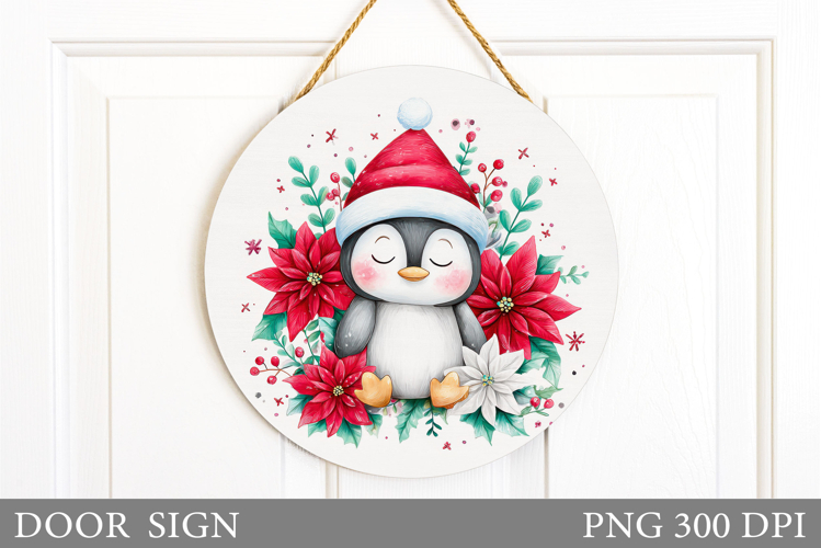 Christmas Penguin Door Sign. Christmas Door Sign Design