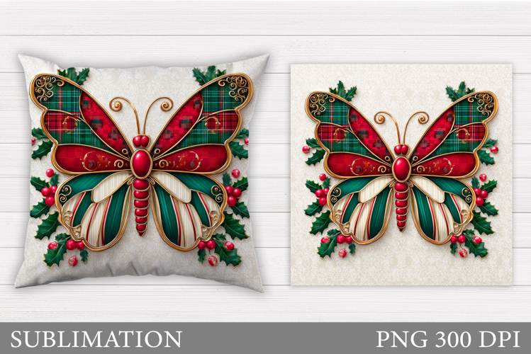 Christmas Butterfly Pillow. Christmas Pillow Sublimation