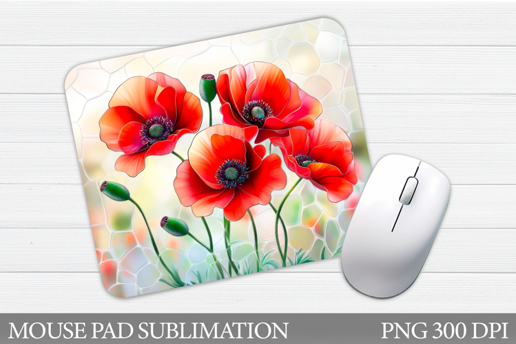 Poppies Mouse Pad Sublimation. Flowers Mouse Pad Design