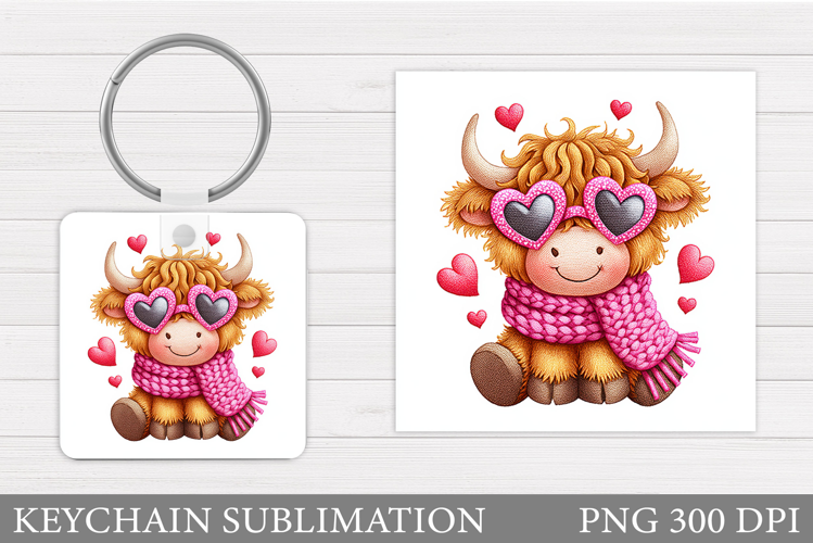 Valentines Cow Keychain. Valentine Keychain Design