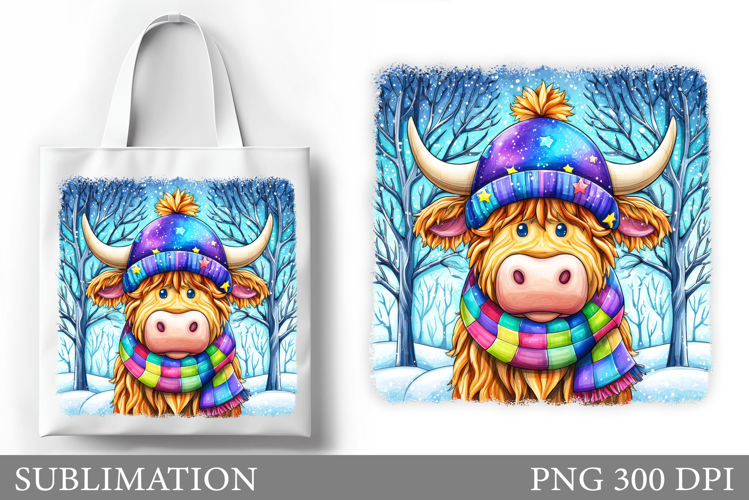 Christmas Cow Tote Bag. Christmas Tote Bag Sublimation