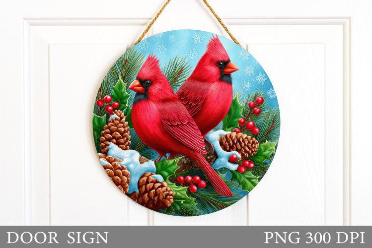 Cardinal Door Sign Design. Christmas Door Sign Sublimation