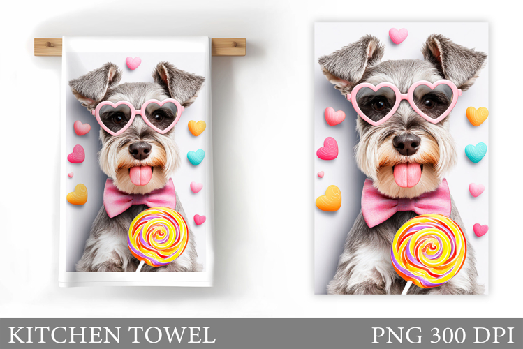 Valentines Dog Kitchen Towel. Valentine Kitchen Towel Design