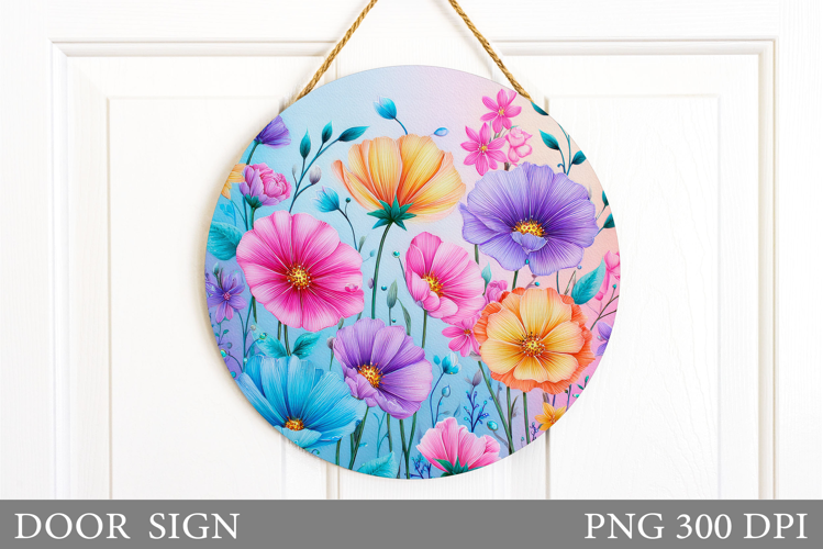 Wildflowers Door Sign Sublimation. Flowers Door Sign Design