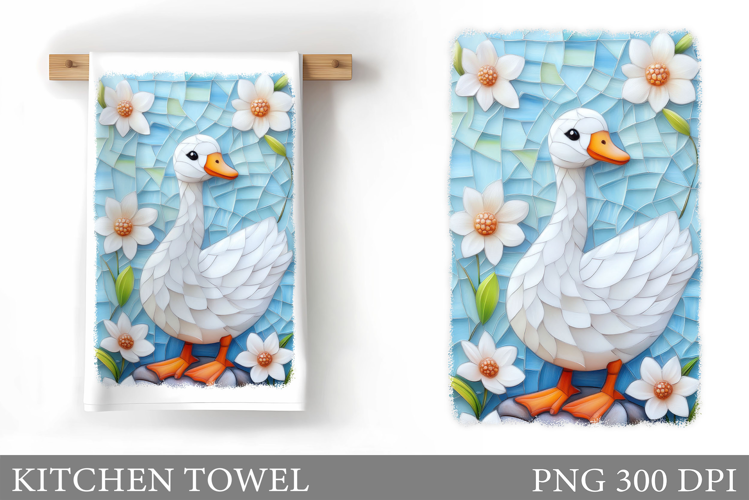 Cute Goose Kitchen Towel Design. Goose Flowers Kitchen Towel