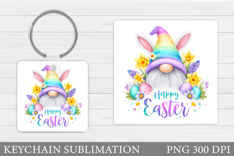 Easter Gnome Keychain Design. Easter Keychain Sublimation