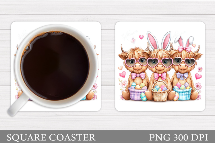 Easter Cow Coaster Design. Easter Cow Sublimation