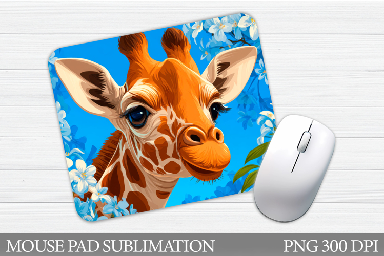 Cute Giraffe Mouse Pad Design. Giraffe Flowers Mouse Pad