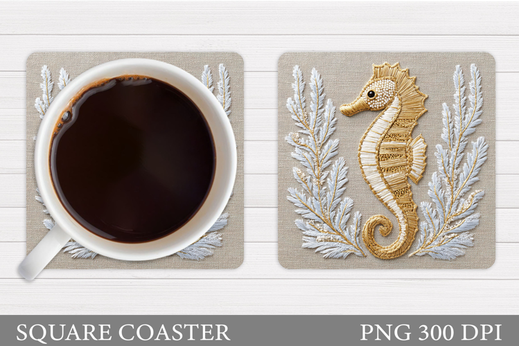 Seahorse Square Coaster. Seahorse Coaster Sublimation