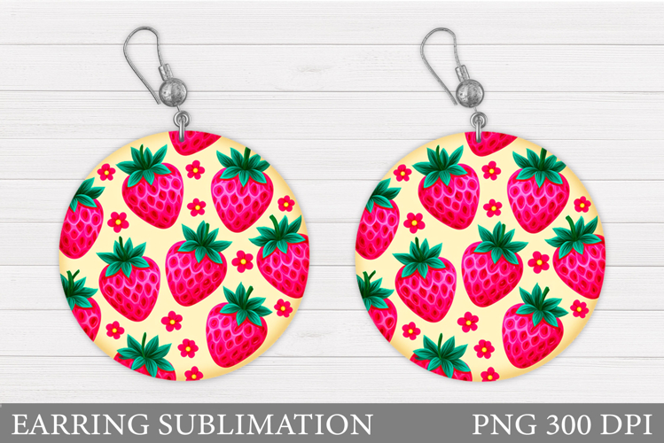 Strawberry Earring Sublimation. Flowers Earring Design