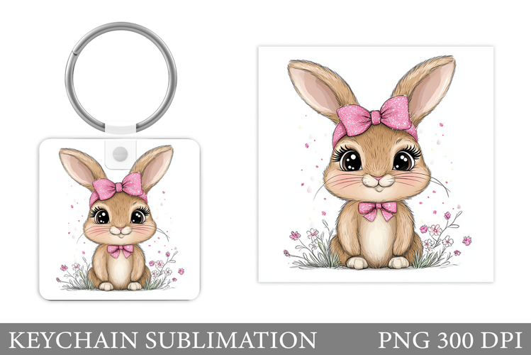 Cute Bunny Keychain Design. Cute Bunny Sublimation