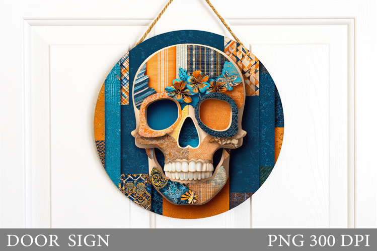 Skull Door Sign Sublimation. Halloween Door Sign Design