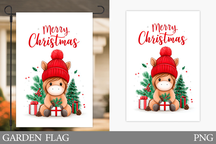 Christmas Horse Garden Flag. Christmas Garden Flag Design
