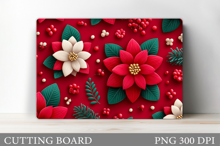 Poinsettia Cutting Board. Christmas Kitchen Cutting Board