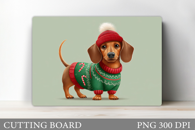 Dachshund Cutting Board. Christmas Cutting Board Design