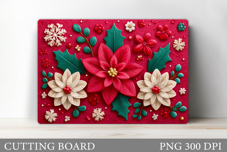 Poinsettia Cutting Board. Christmas Cutting Board Design example image 1