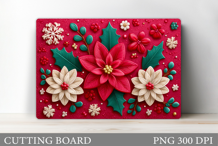 Poinsettia Cutting Board. Christmas Cutting Board Design