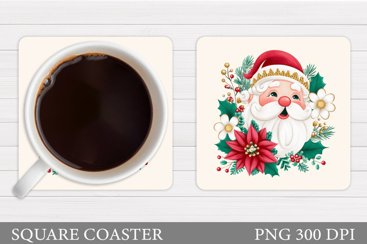 Cute Santa Coaster Sublimation. Santa Claus Coaster Design