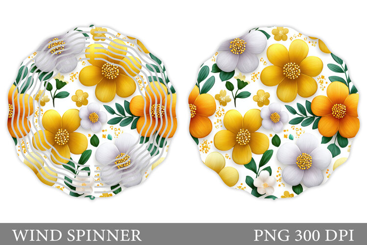 Floral Wind Spinner Sublimation. Flowers Wind Spinner Design example image 1
