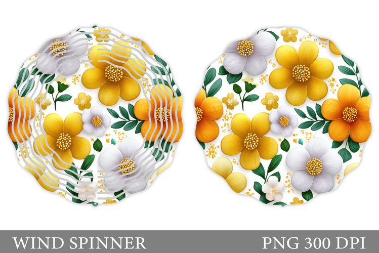 Floral Wind Spinner Sublimation. Flowers Wind Spinner Design