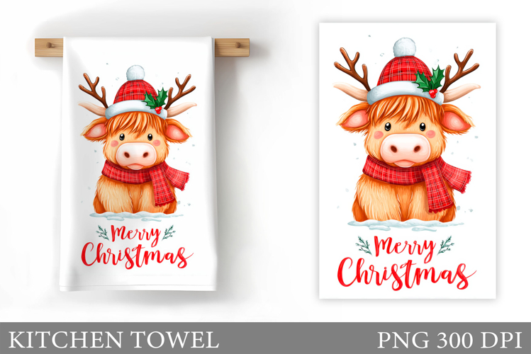 Christmas Cow Kitchen Towel Design. Christmas Kitchen Towel