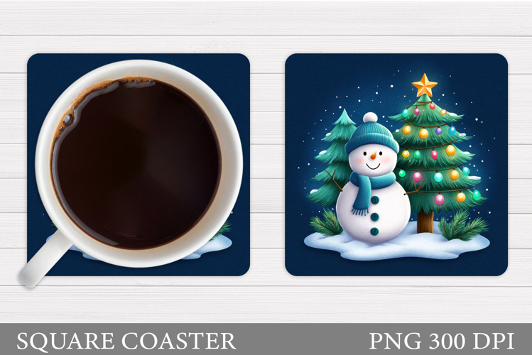 Cute Snowman Coaster Design. Christmas Coaster Sublimation