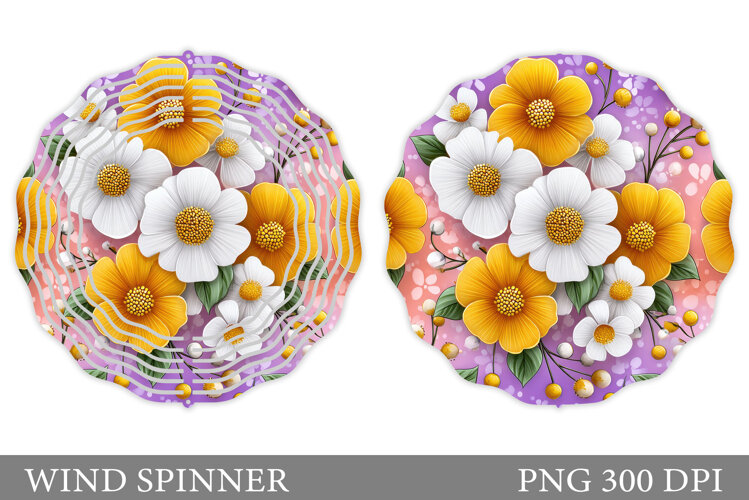 Floral Wind Spinner Sublimation. Flowers Wind Spinner Design example image 1