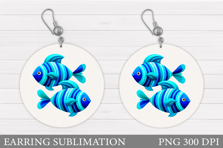 Fish Earring Sublimation. Fish Round Earring Design
