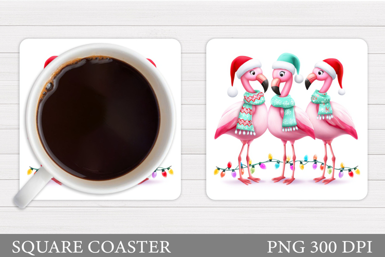 Christmas Flamingo Coaster. Christmas Coaster Design