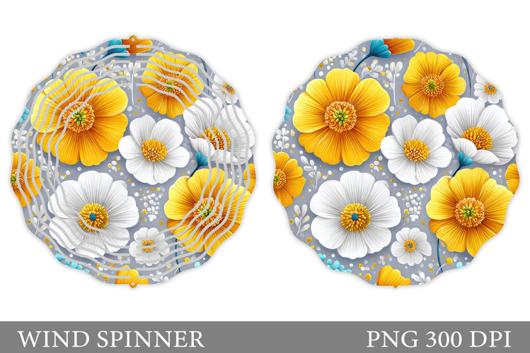 Flowers Wind Spinner Design. Floral Wind Spinner Sublimation