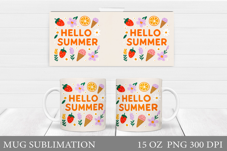 Summer Mug Sublimation. Ice Cream Mug Wrap Design