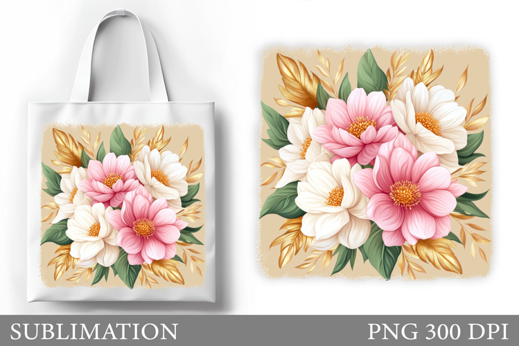 Flowers Tote Bag Design. Floral Tote Bag Sublimation