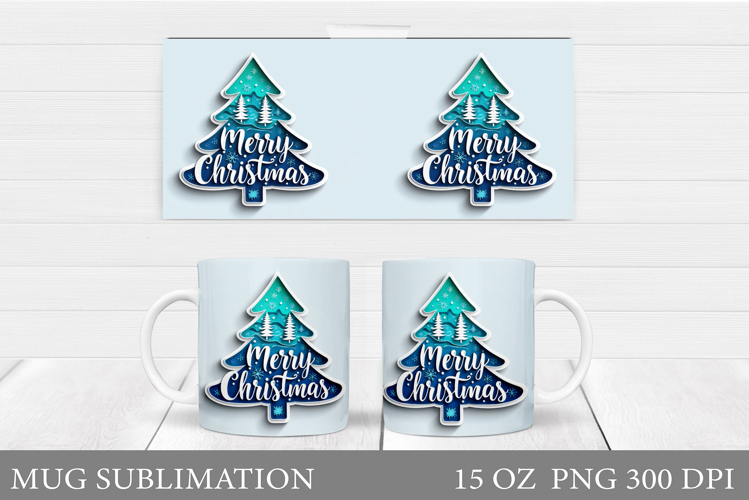 Christmas Tree Mug Sublimation. Christmas Tree Mug Design