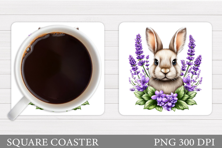 Cute Bunny Coaster Design. Cute Bunny Sublimation