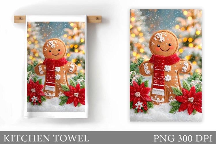 Gingerbread Kitchen Towel. Christmas Kitchen Towel Design