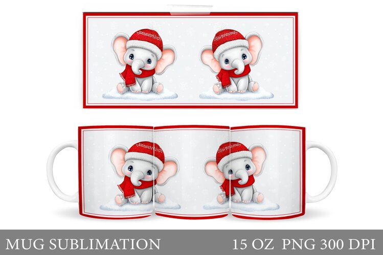 Christmas Elephant Mug. Christmas Mug Sublimation example image 1