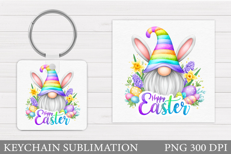Easter Gnome Keychain Design. Easter Keychain Sublimation