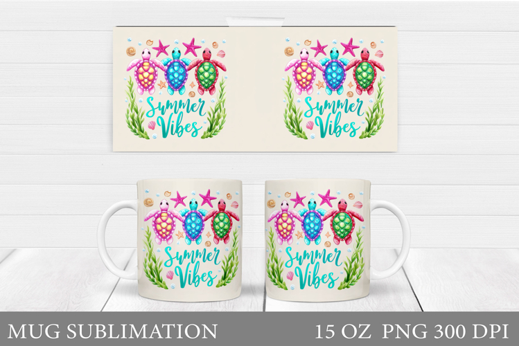 Summer Mug Sublimation. Sea Turtle Mug Design