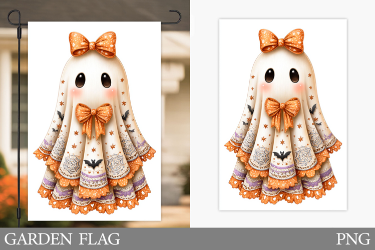 Halloween Ghost Garden Flag. Cute Halloween Garden Flag