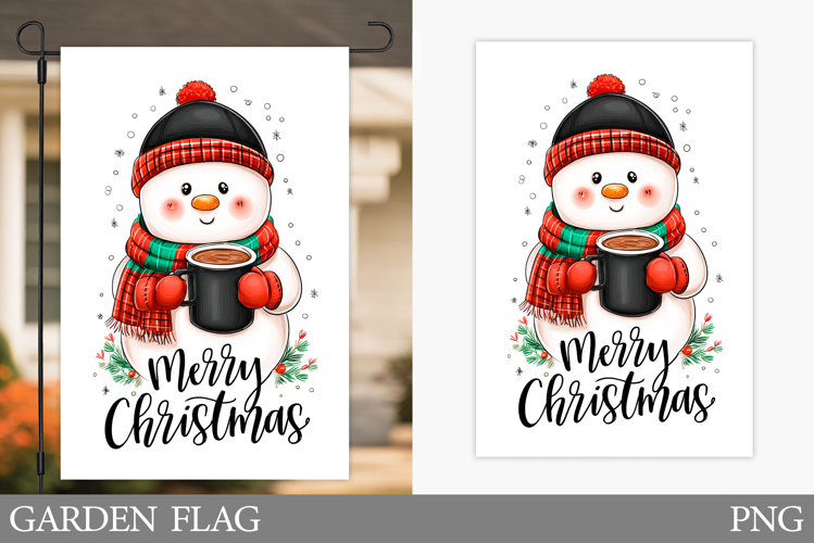 Snowman Garden Flag. Christmas Garden Flag Sublimation