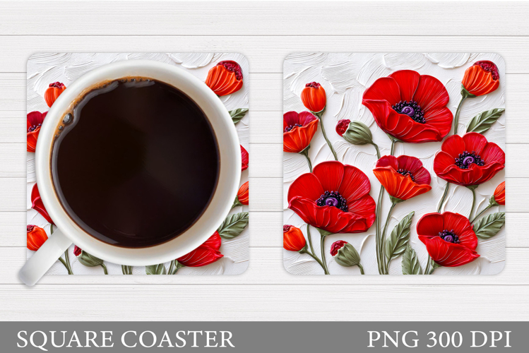 Flowers Coaster Sublimation. Floral Coaster Design