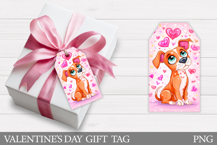 Valentines Dog Gift Tag Design. Valentine Gift Tag Printable