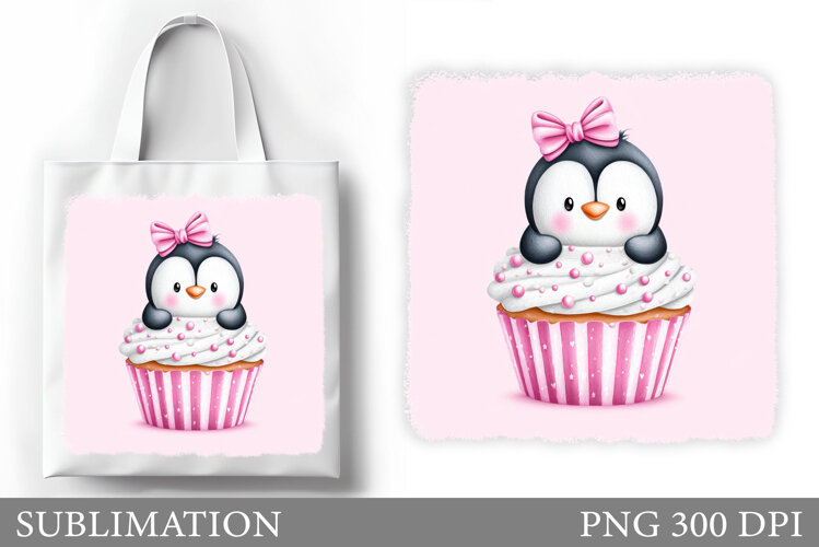 Cute Penguin Tote Bag Design. Christmas Tote Bag Sublimation example image 1
