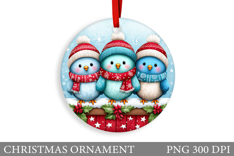 Cute Bird Christmas Ornament. Christmas Sublimation