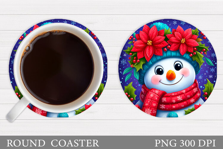 Cute Snowman Coaster Design. Christmas Coaster Sublimation example image 1