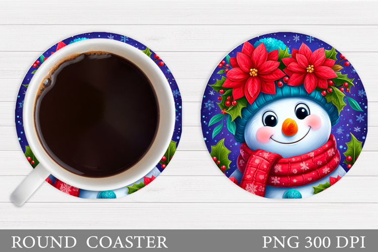 Cute Snowman Coaster Design. Christmas Coaster Sublimation