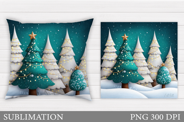 Christmas Tree Pillow Design. Christmas Pillow Sublimation