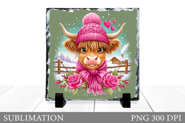 Christmas Cow Sublimation. Christmas Cow Slate Design